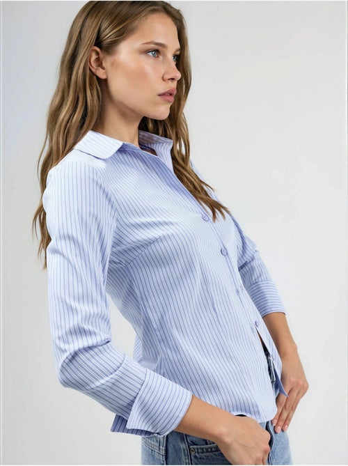 Chemise rayée cintrée à fermeture boutonnée - Kiabi