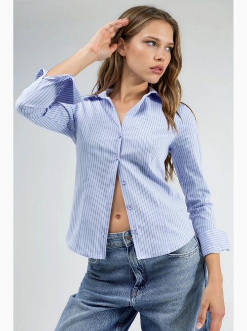 Chemise rayée cintrée à fermeture boutonnée hiccup - Kiabi Chemise rayée cintrée à fermeture boutonnée hiccup - Kiabi