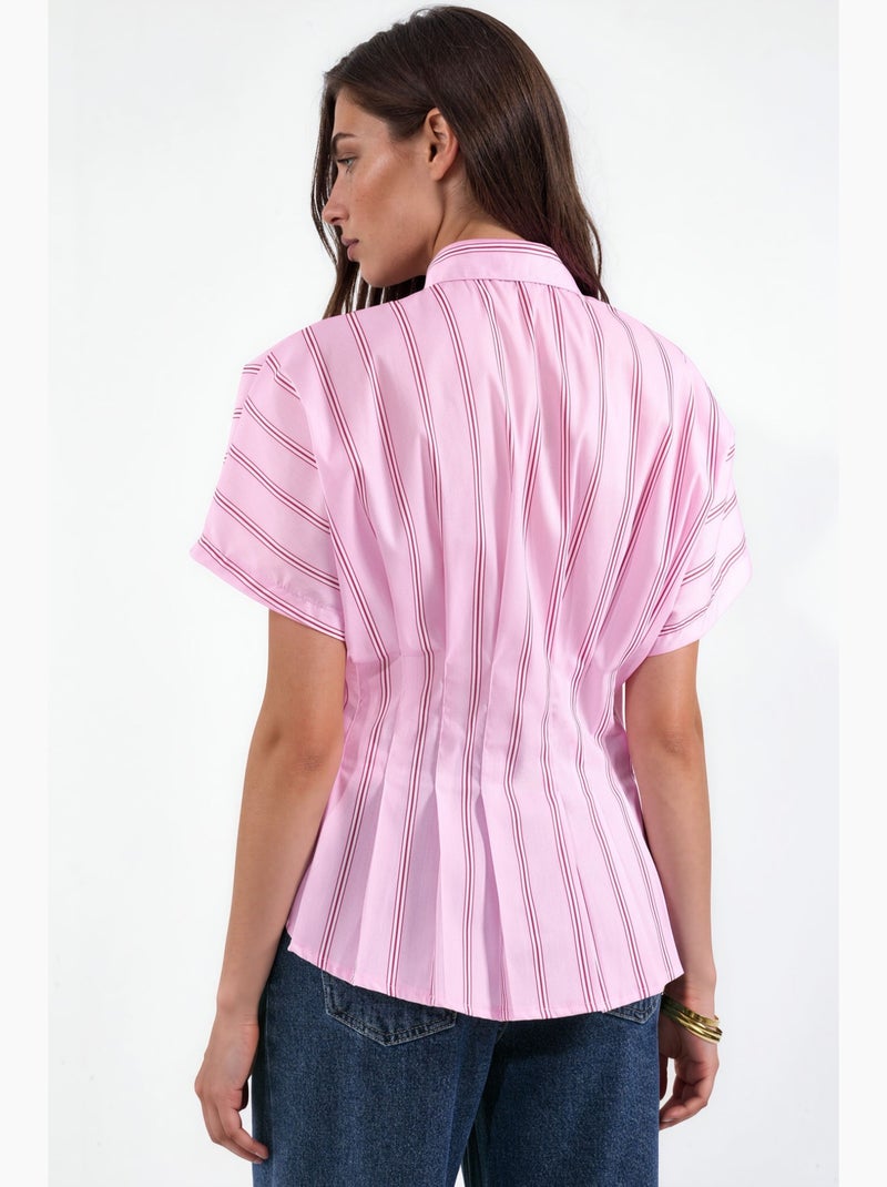 Chemise rayée cintrée à la taille hiccup Rose - Kiabi