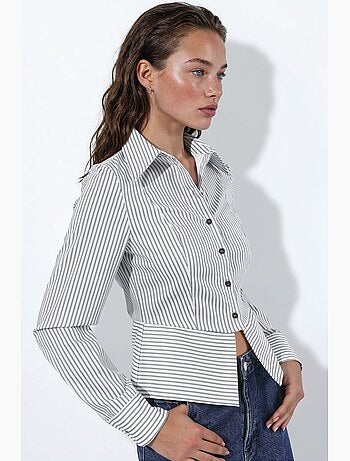 Chemise rayée cintrée avec détail peplum hiccup