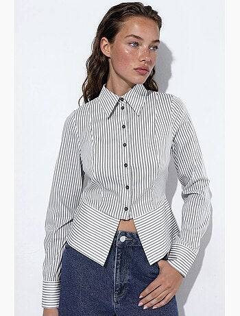 Chemise rayée cintrée avec détail peplum hiccup