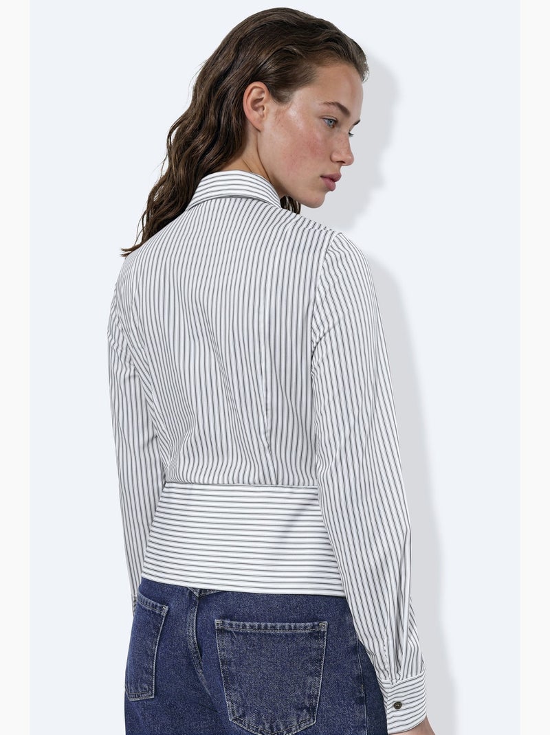 Chemise rayée cintrée avec détail peplum hiccup Blanc - Kiabi