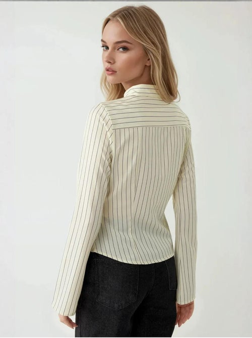 Chemise rayée coupe slim avec col chemise hiccup - Kiabi