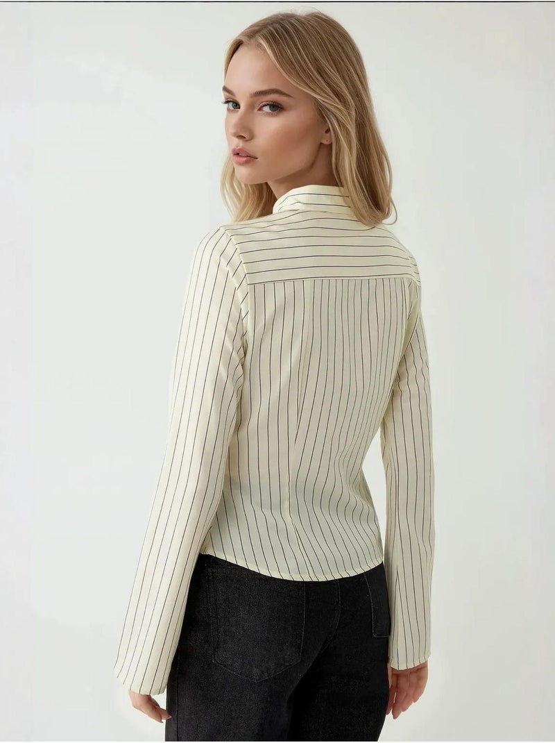 Chemise rayée coupe slim avec col chemise hiccup Jaune citron - Kiabi