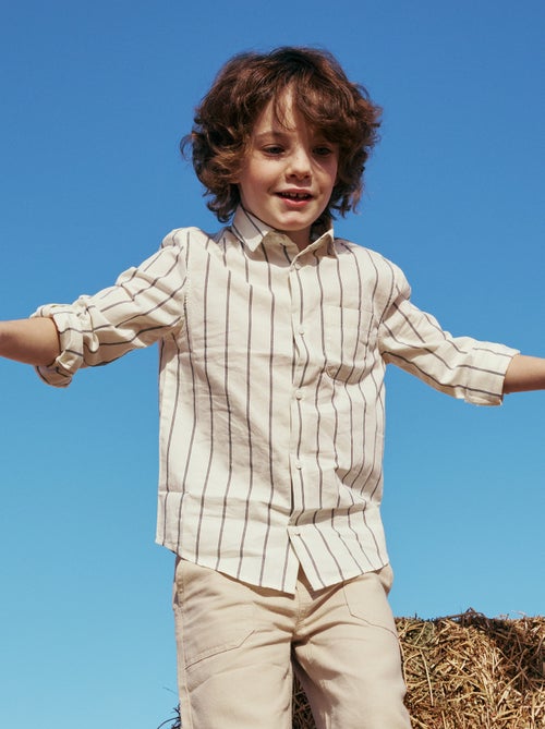 Chemise rayée en coton avec poche poitrine - Kiabi