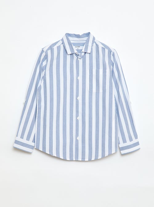 Chemise rayée en coton avec poche poitrine - Kiabi