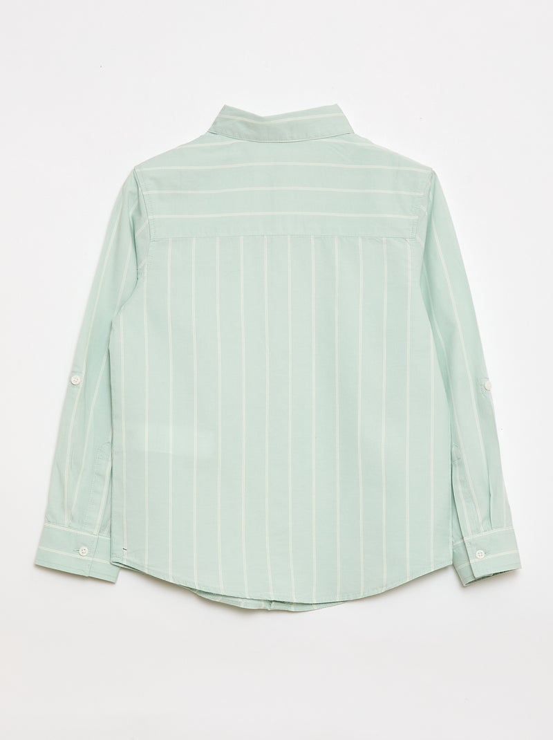 Chemise rayée en coton avec poche poitrine Bleu - Kiabi