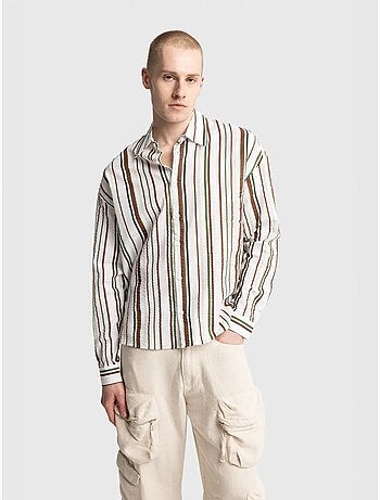 Chemise rayée en coton coupe décontractée giesto