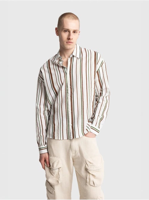 Chemise rayée en coton coupe décontractée giesto - Kiabi Chemise rayée en coton coupe décontractée giesto - Kiabi
