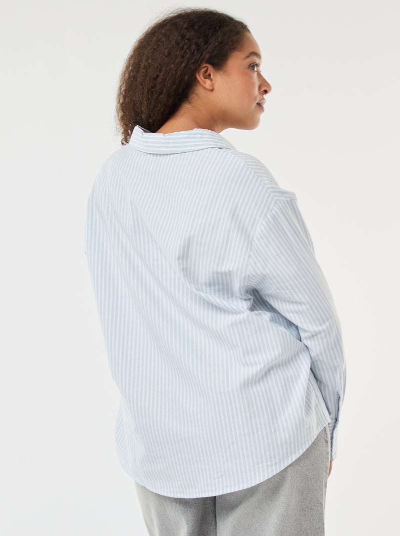 Chemise rayée en coton oxford Bleu - Kiabi
