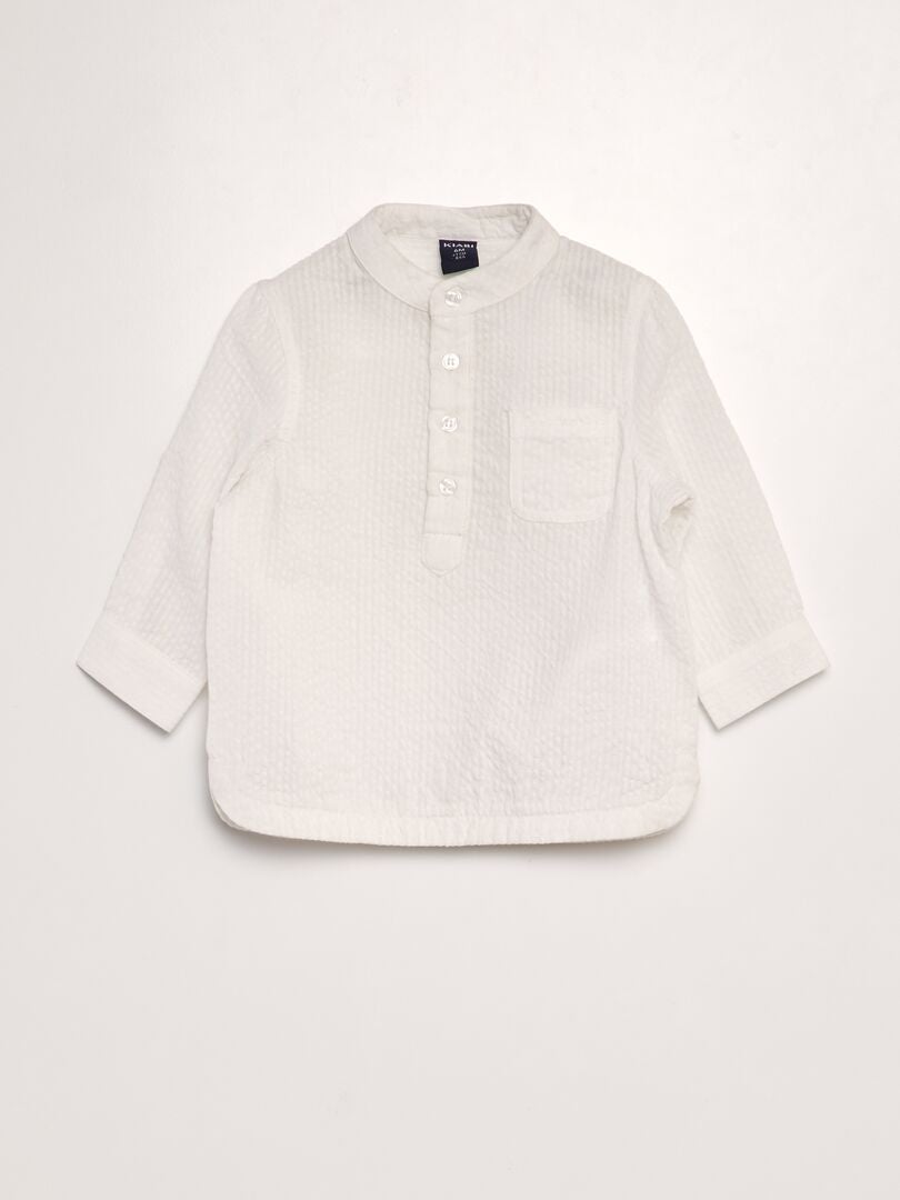 Chemise rayée en lin blanc - Kiabi