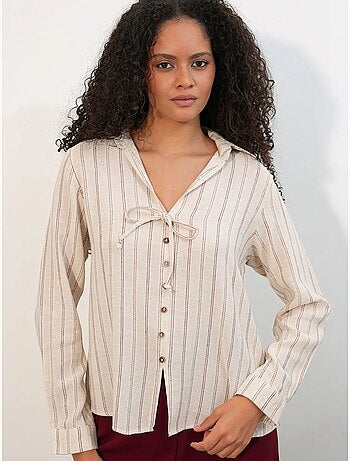 Chemise rayée en mélange de lin avec lien bdart