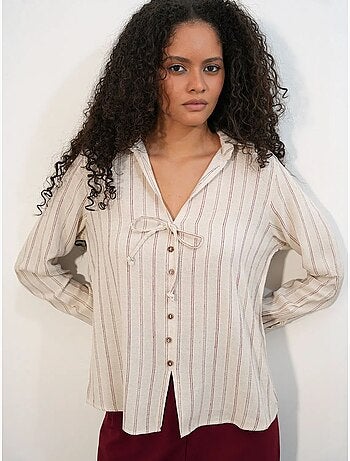 Chemise rayée en mélange de lin avec lien bdart