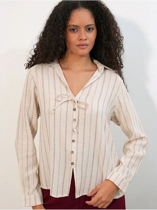 Chemise rayée en mélange de lin avec lien bdart - Kiabi