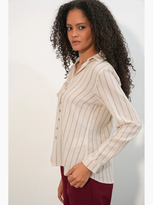 Chemise rayée en mélange de lin avec lien bdart - Kiabi