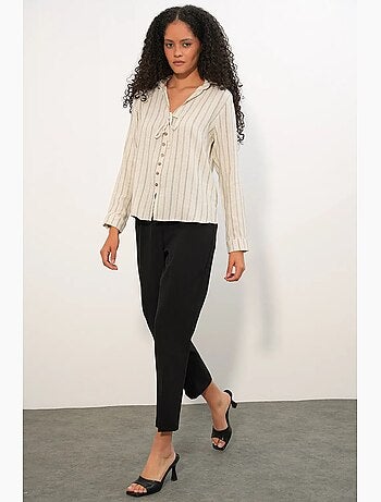 Chemise rayée en mélange de lin avec lien bdart