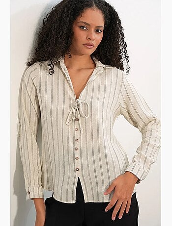Chemise rayée en mélange de lin avec lien bdart