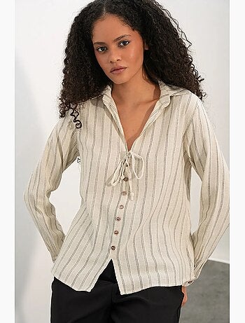 Chemise rayée en mélange de lin avec lien bdart