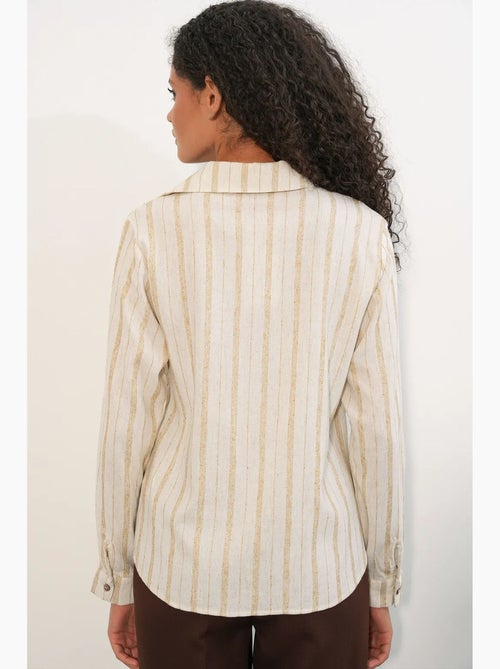Chemise rayée en mélange de lin avec lien bdart - Kiabi Chemise rayée en mélange de lin avec lien bdart - Kiabi