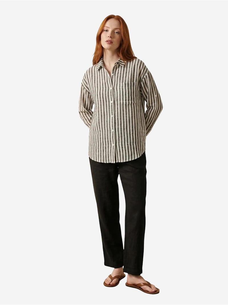 Chemise rayée en popeline de coton my fashion Noir - Kiabi