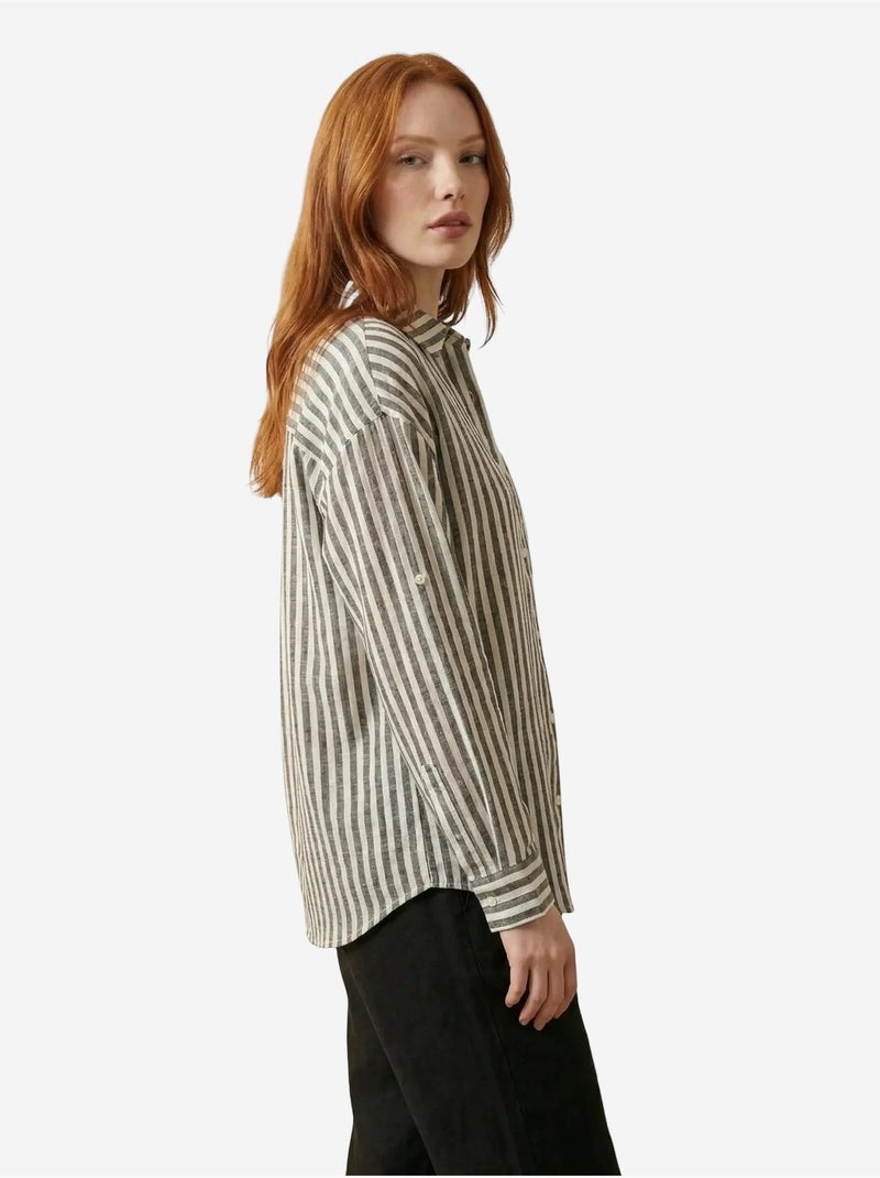 Chemise rayée en popeline de coton my fashion Noir - Kiabi