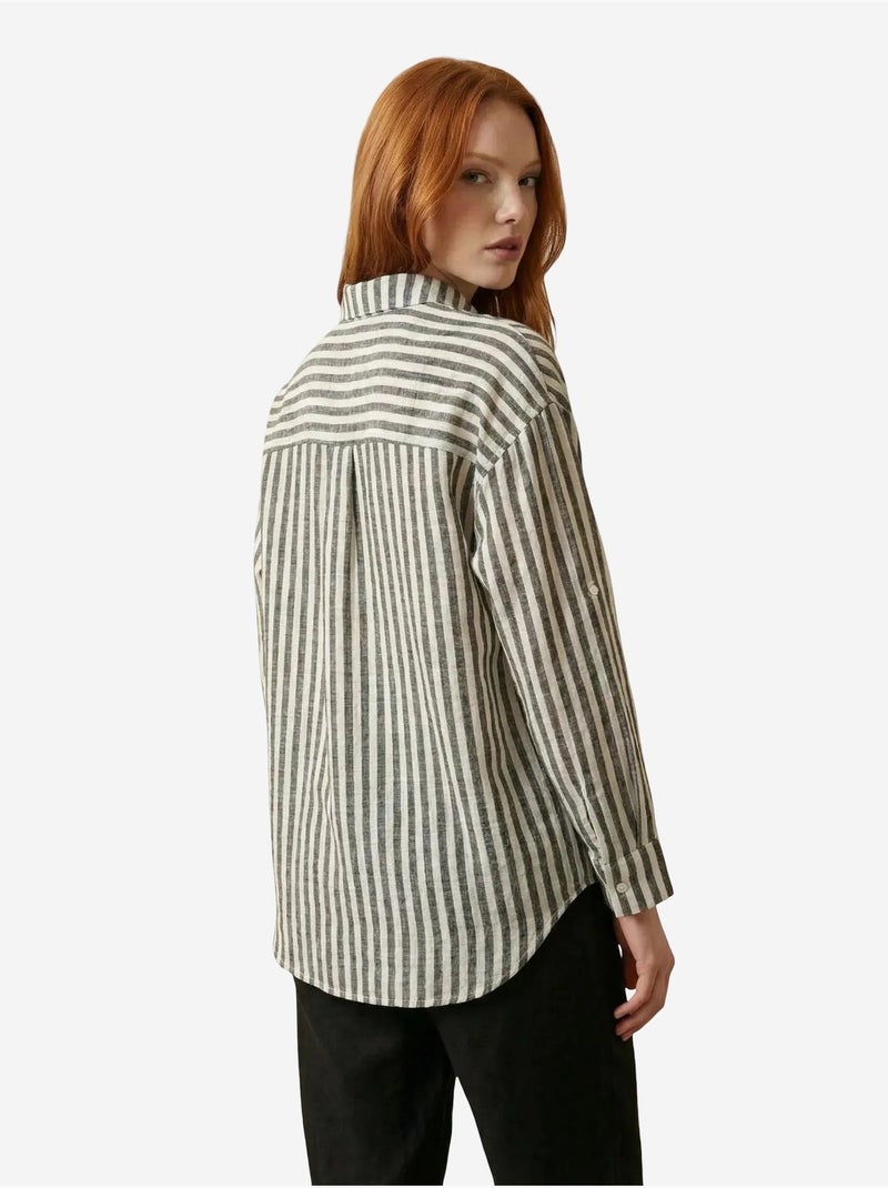 Chemise rayée en popeline de coton my fashion Noir - Kiabi