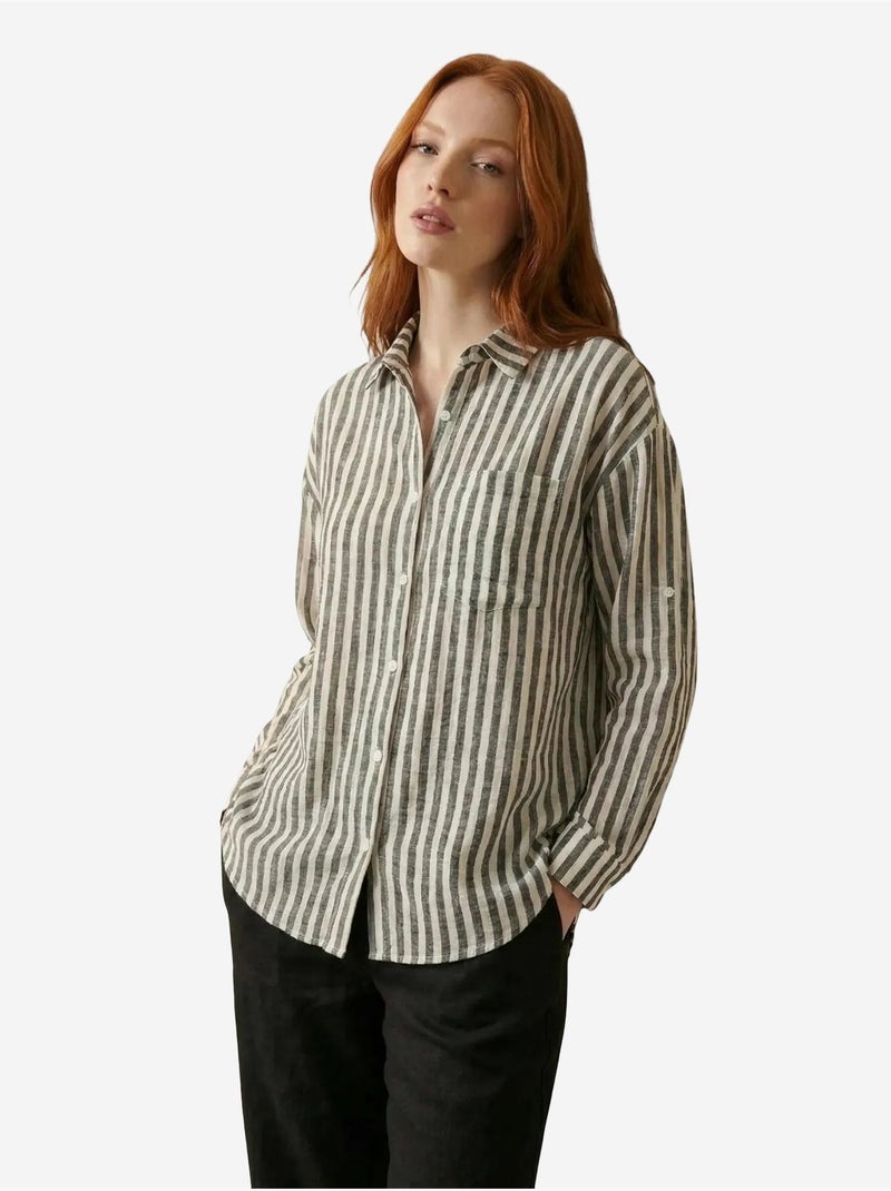 Chemise rayée en popeline de coton my fashion Noir - Kiabi