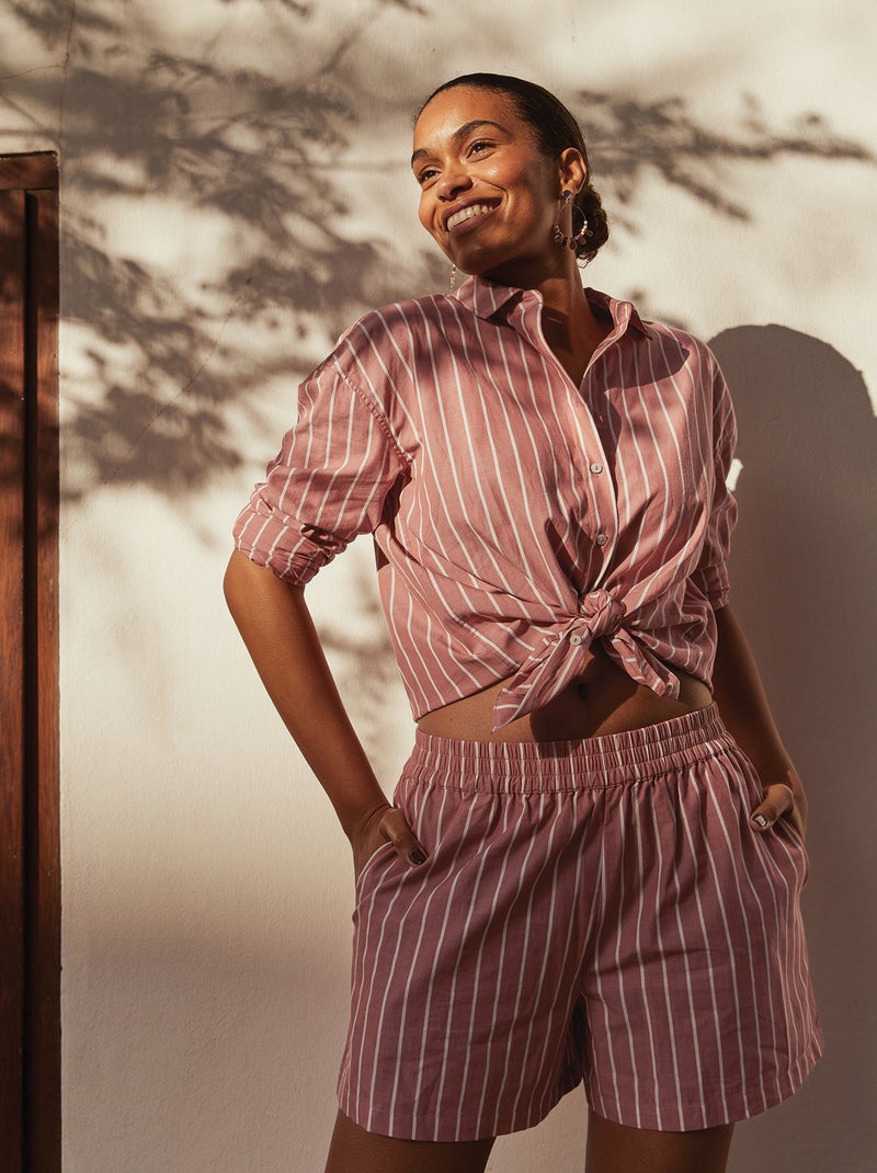 Chemise rayée en popeline Rose rayé - Kiabi