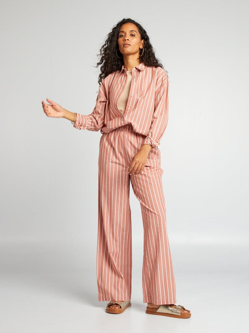 Chemise rayée en popeline Rose rayé - Kiabi