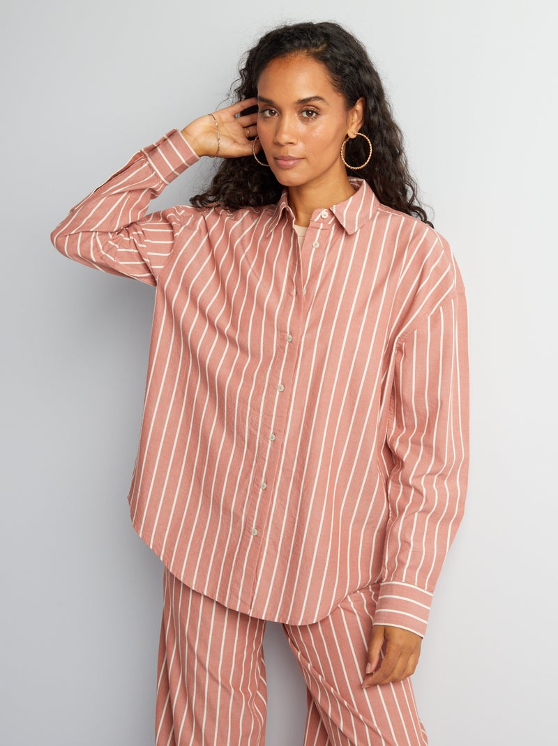 Chemise rayée en popeline Rose rayé - Kiabi
