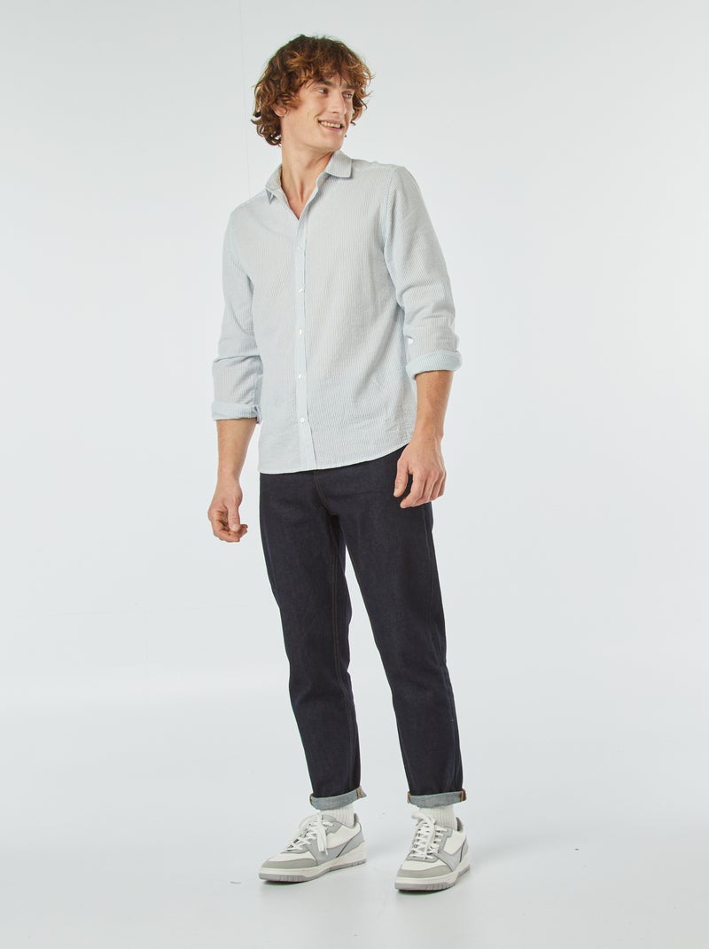 Chemise rayée en seersucker BLEU - Kiabi