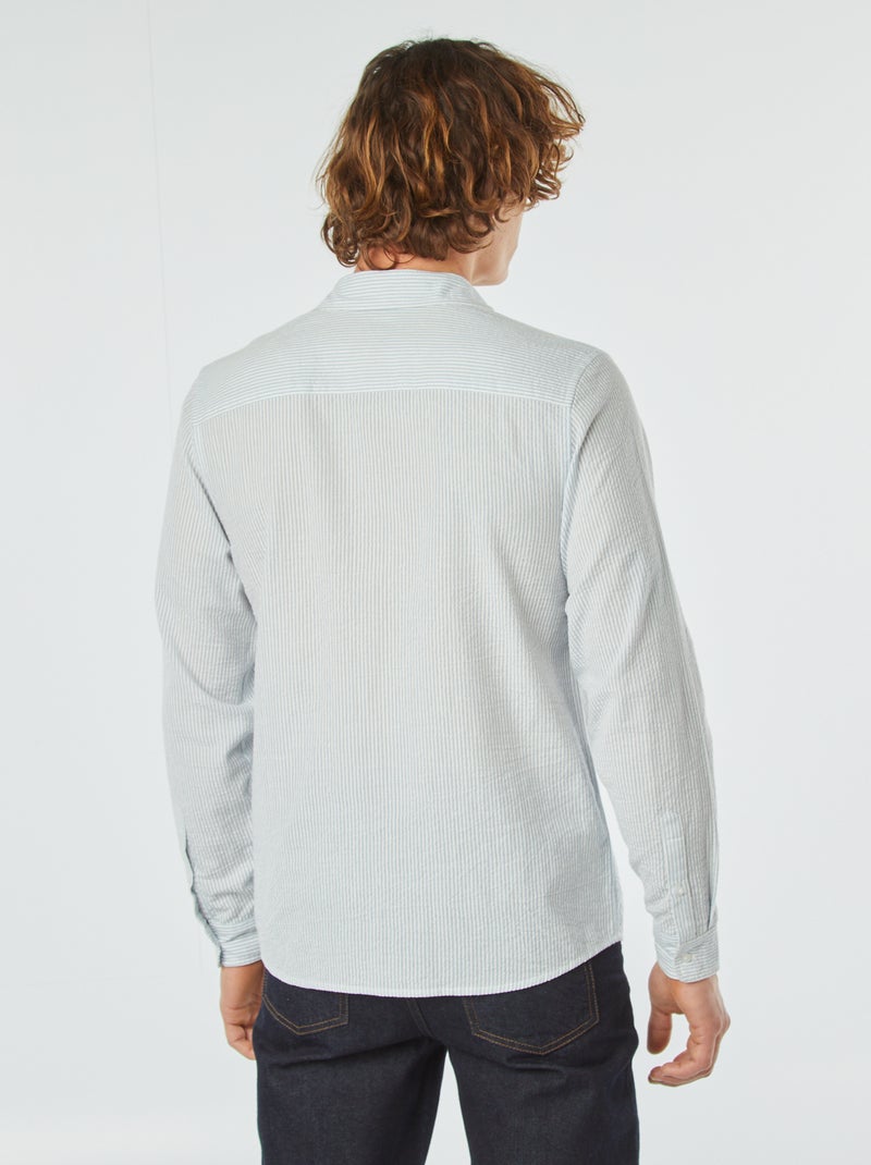 Chemise rayée en seersucker BLEU - Kiabi