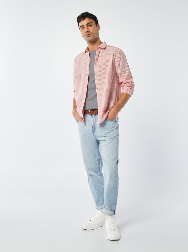 Chemise rayée en seersucker Rouge - Kiabi