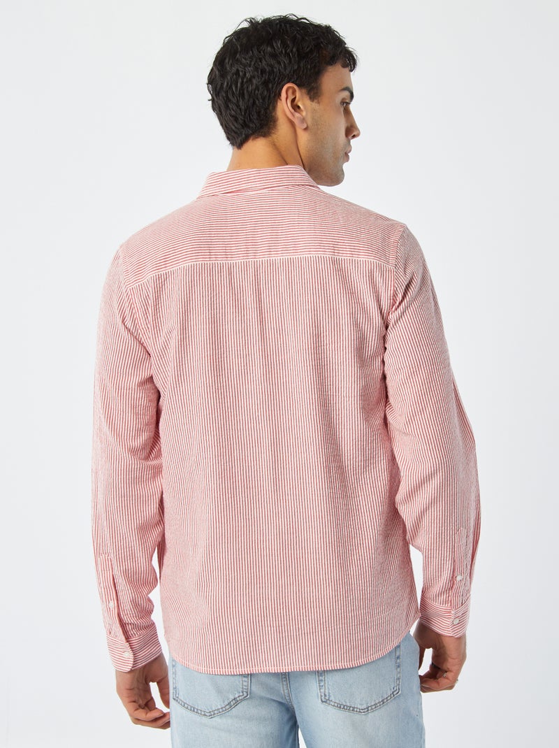Chemise rayée en seersucker Rouge - Kiabi