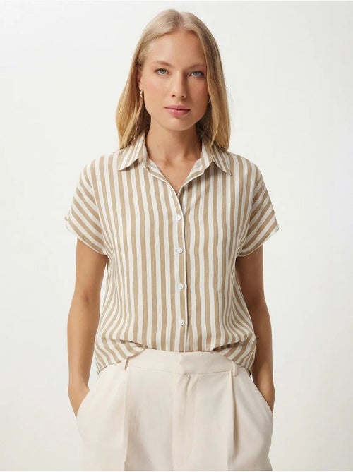 Chemise rayée en viscose à manches courtes istanbul - Kiabi