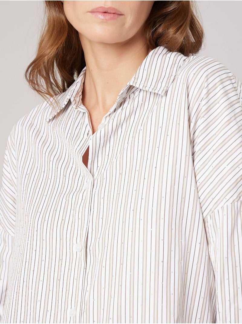 Chemise rayée femme avec strass 'deeluxe' Beige - Kiabi