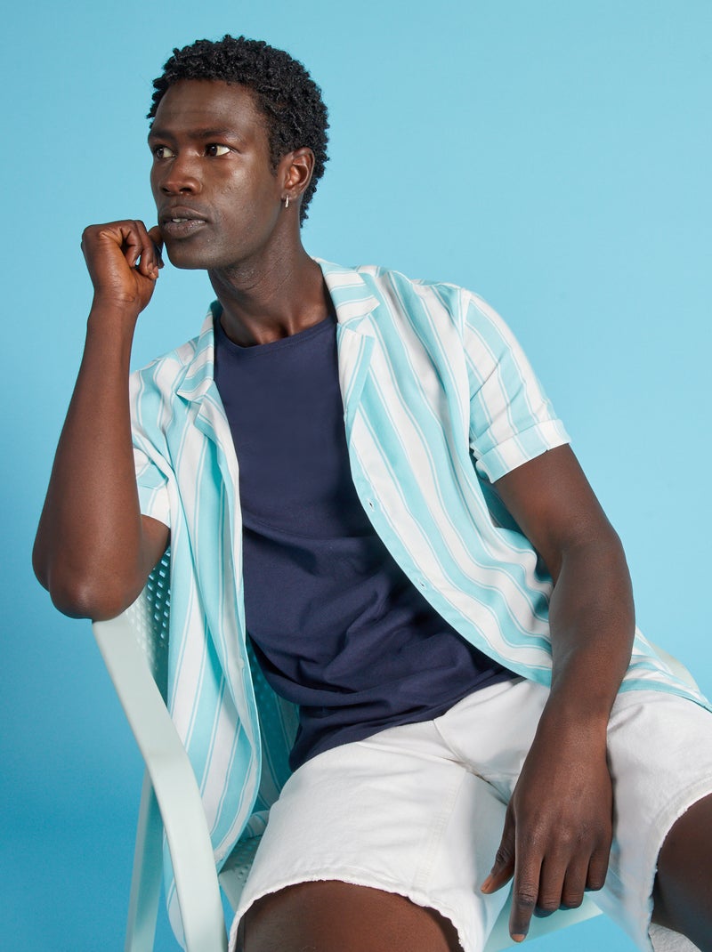 Chemise rayée fluide et légère Bleu - Kiabi
