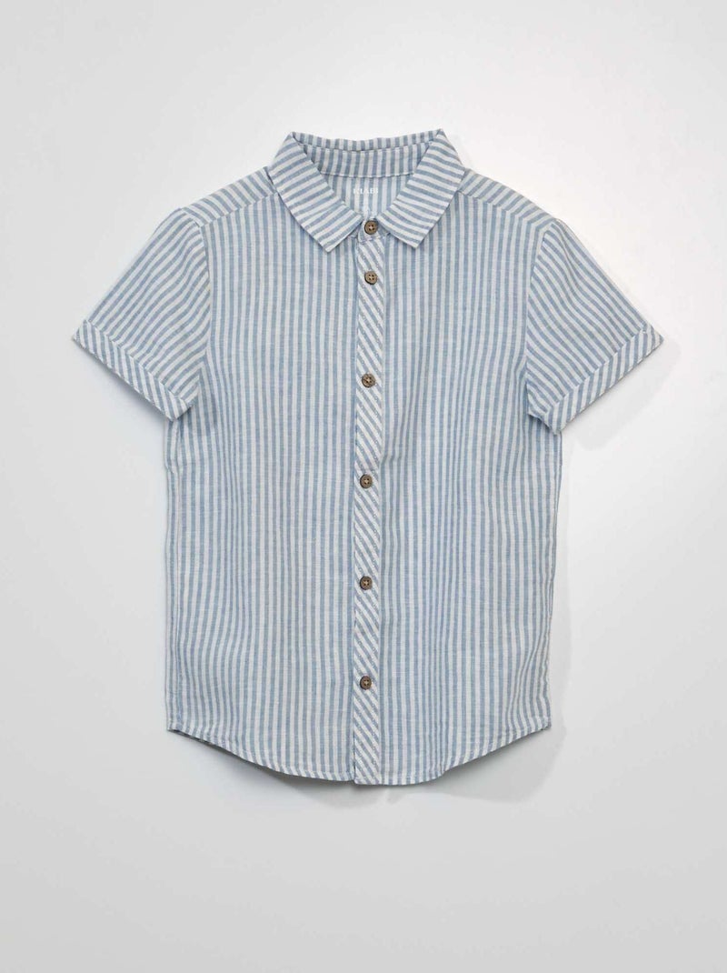 Chemise rayée manches courtes Blanc - Kiabi