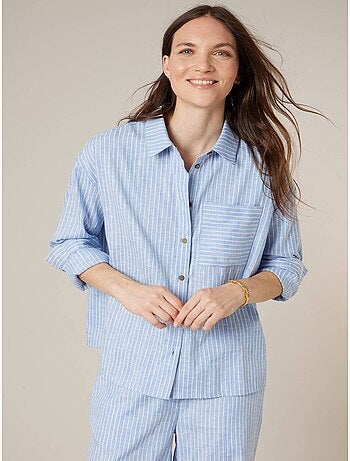 Chemise rayée oversize en coton mélangé 'Deeluxe'