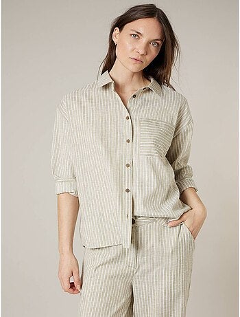 Chemise rayée oversize en coton mélangé 'Deeluxe'