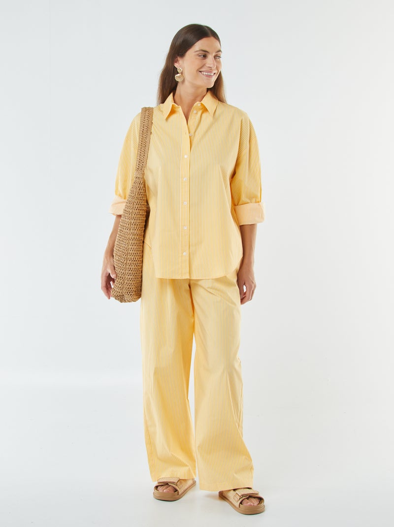 Chemise rayée oversize en popeline Jaune - Kiabi