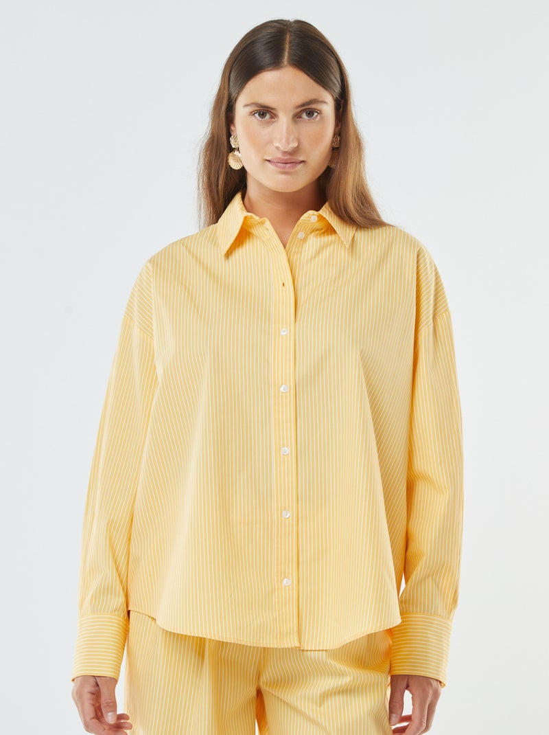 Chemise rayée oversize en popeline Jaune - Kiabi