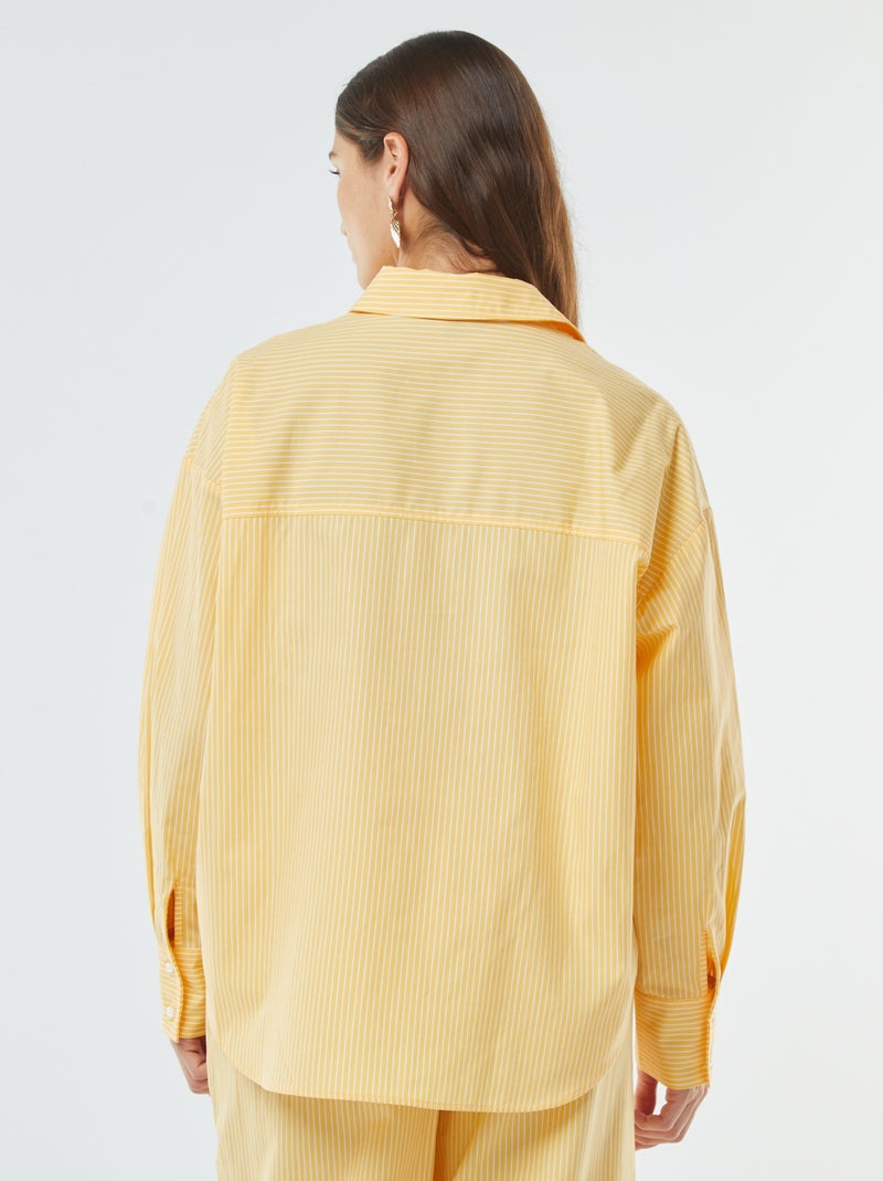 Chemise rayée oversize en popeline Jaune - Kiabi