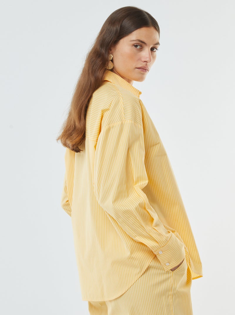 Chemise rayée oversize en popeline Jaune - Kiabi