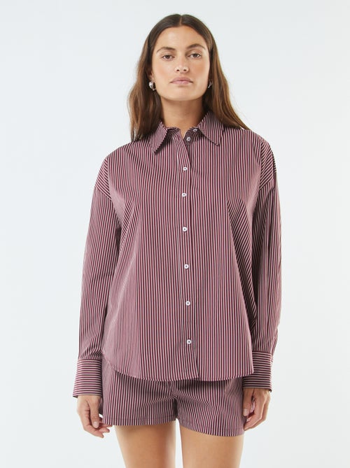 Chemise rayée oversize en popeline - Kiabi