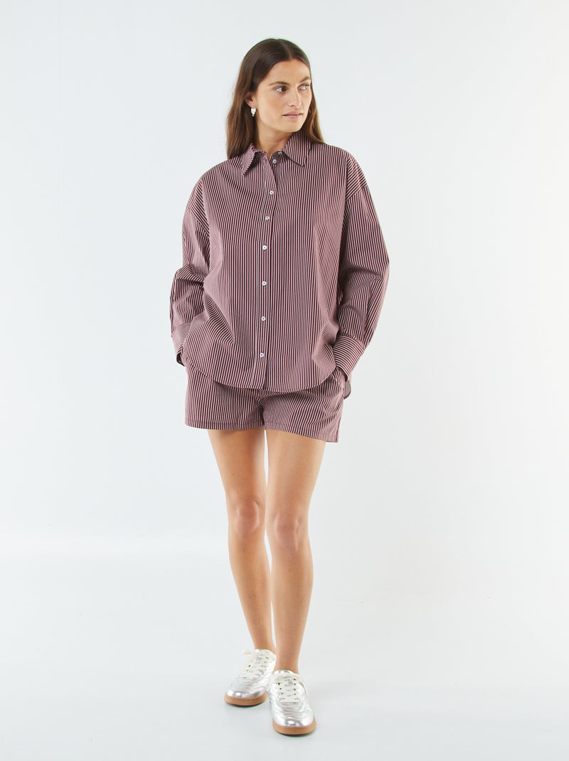 Chemise rayée oversize en popeline Rouge - Kiabi