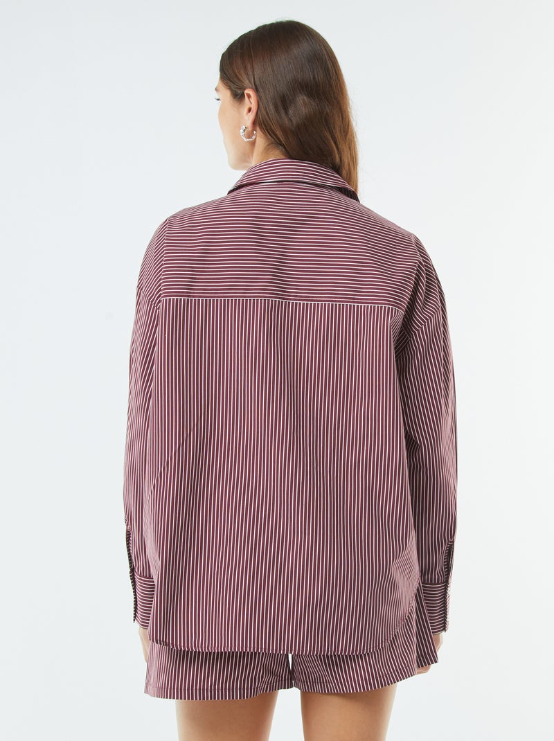 Chemise rayée oversize en popeline Rouge - Kiabi