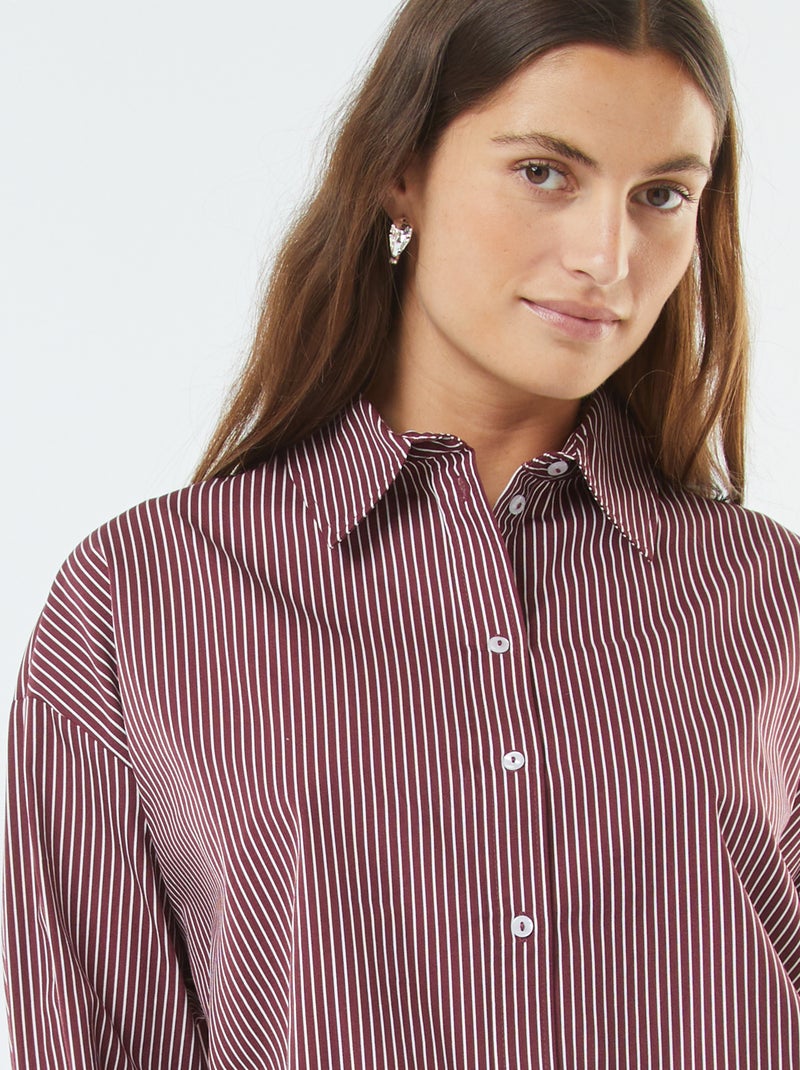 Chemise rayée oversize en popeline Rouge - Kiabi