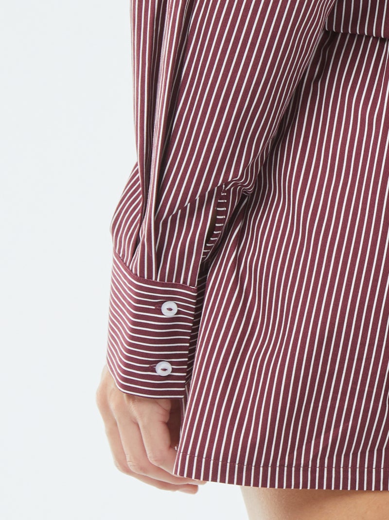 Chemise rayée oversize en popeline Rouge - Kiabi