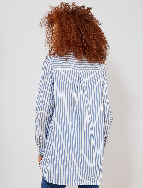 Chemise rayée style oversize Femme - bleu rayé - Kiabi ...